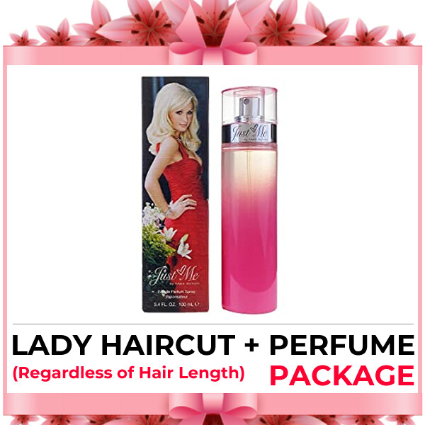 Hijabis Salon Muslimah Lady Haircut Service + Perfume (Paris Hilton Just Me EDP 100ml) Package
