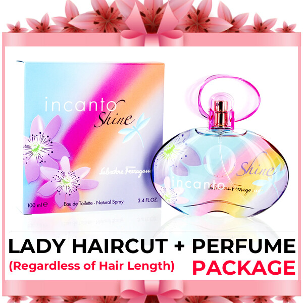 Hijabis Salon Muslimah Lady Haircut Service + Perfume (Salvatore Ferragamo Incanto Shine 100ml) Package