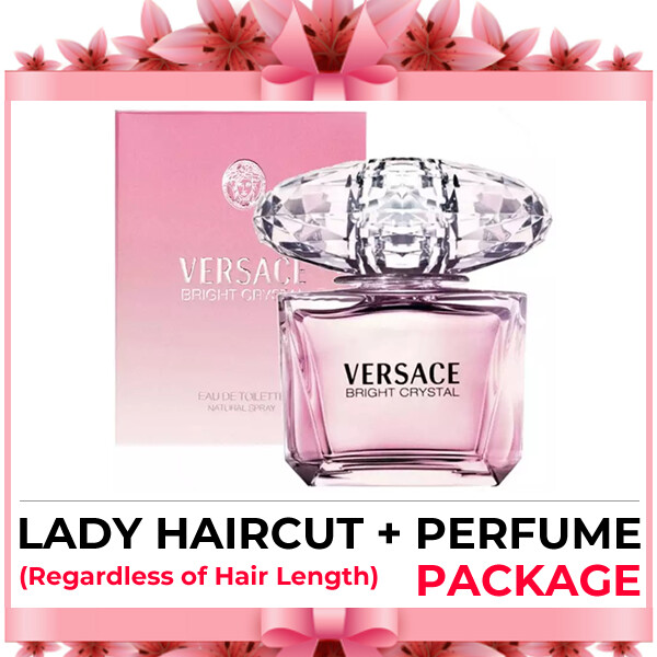 Hijabis Salon Muslimah Lady Haircut Service + Perfume (Versace Bright Crystal EDT 90ml) Package