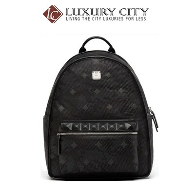 [Luxury City] Mcm Backpack Nylon Lion Print Rivet Travel Bag Small (Black)-MUK8SDT68