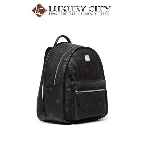 [Luxury City] Mcm Backpack Nylon Lion Print Rivet Travel Bag Small (Black)-MUK8SDT68