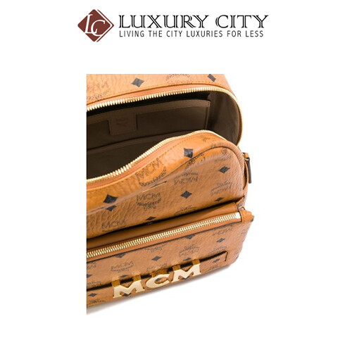 [Luxury City] Mcm Printed Logo Backpack Brown Mcm-MMK8AVE83