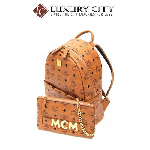 [Luxury City] Mcm Printed Logo Backpack Brown Mcm-MMK8AVE83
