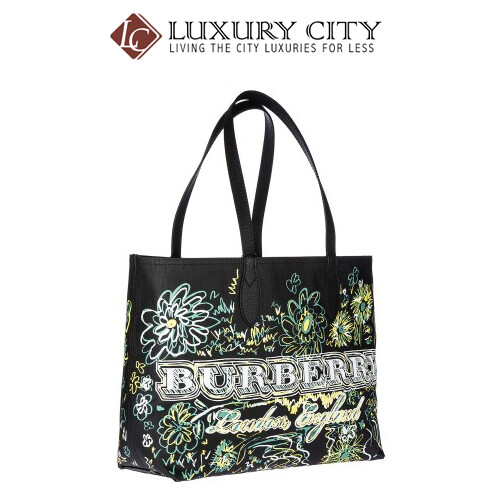 [Luxury City] Burberry Reversible Flower Doodle Canvas Tote - Black Burberry-4065911