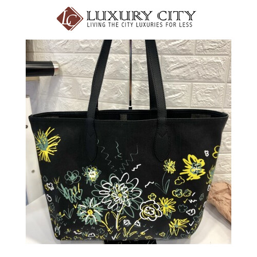 [Luxury City] Burberry Reversible Flower Doodle Canvas Tote - Black Burberry-4065911