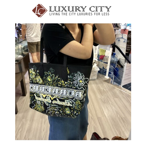 [Luxury City] Burberry Reversible Flower Doodle Canvas Tote - Black Burberry-4065911