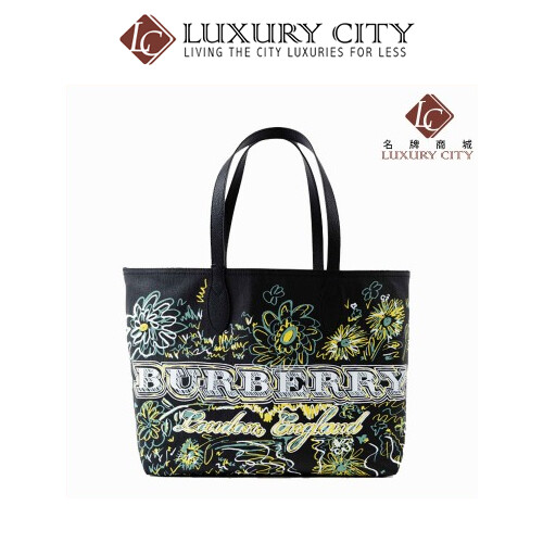 [Luxury City] Burberry Reversible Flower Doodle Canvas Tote - Black Burberry-4065911