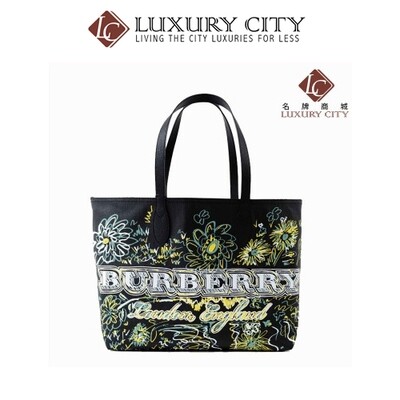 [Luxury City] Burberry Reversible Flower Doodle Canvas Tote - Black Burberry-4065911