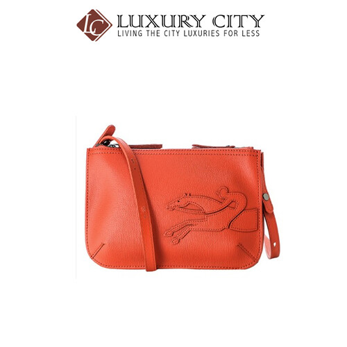 [Luxury City] Longchamp Shop-It Leather Cross-Body Bag Orange Longchamp-L2071918