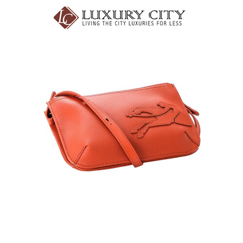 [Luxury City] Longchamp Shop-It Leather Cross-Body Bag Orange Longchamp-L2071918