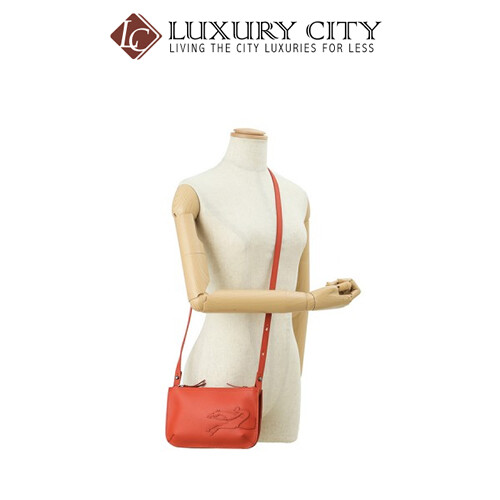 [Luxury City] Longchamp Shop-It Leather Cross-Body Bag Orange Longchamp-L2071918