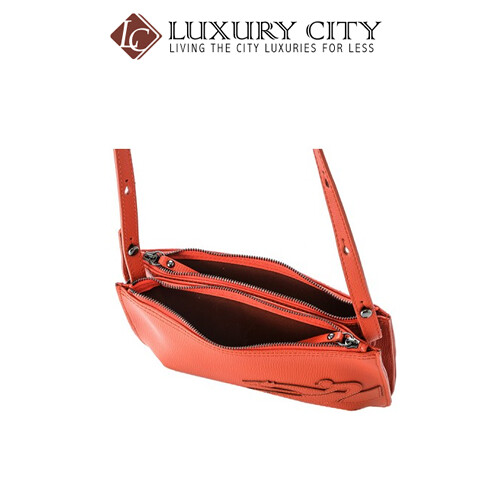 [Luxury City] Longchamp Shop-It Leather Cross-Body Bag Orange Longchamp-L2071918