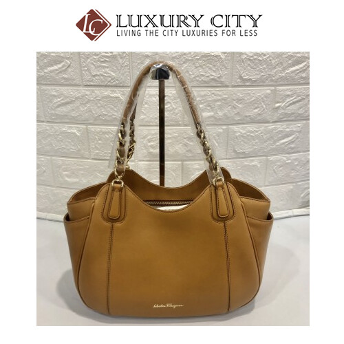 [Luxury City] Salvatore Ferragamo Camel Colour Shoulder Carry Bag 609280