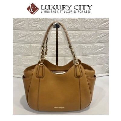 [Luxury City] Salvatore Ferragamo Camel Colour Shoulder Carry Bag 609280