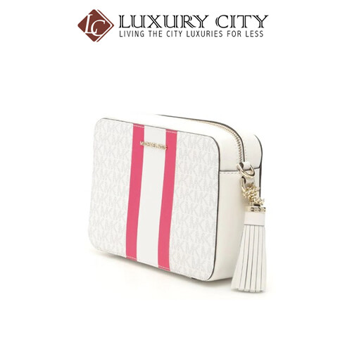 [Luxury City] Michael Kors MK Stripe Ginny Camera Bag White MK-32T9LF5M2B
