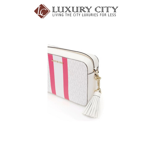 [Luxury City] Michael Kors MK Stripe Ginny Camera Bag White MK-32T9LF5M2B