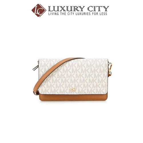 [Luxury City] Michael Kors Logo And Leather Convertible Crossbody Bag White/Cream MK-32T9GF5C0L