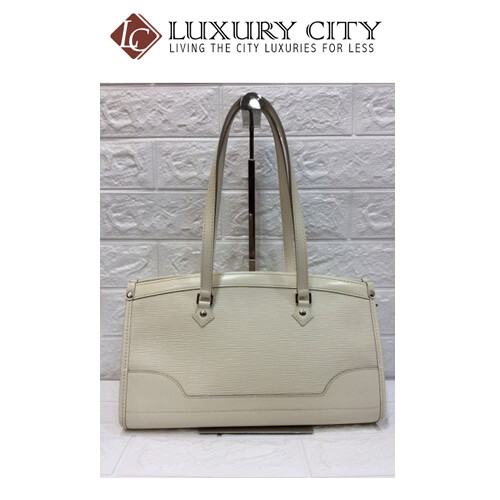 [Luxury City] Preloved Authentic Louis Vuitton EPI Madeleine PM Shoulder Bag White EPI Leather