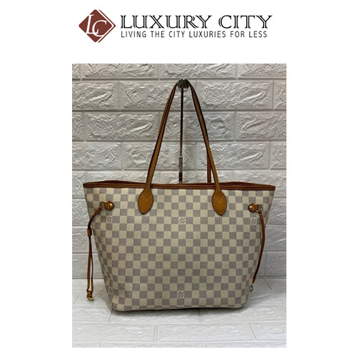 [Luxury City] Preloved Authentic Louis Vuitton Neverfull MM Damier Azur Tote Bag