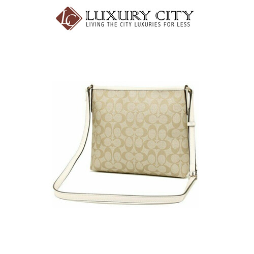 [Luxury City] Coach Signature Coated Canvas Crossbody File Bag Lt Khaki Chalk Coach-F29210