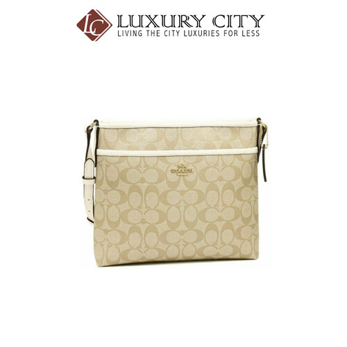 [Luxury City] Coach Signature Coated Canvas Crossbody File Bag Lt Khaki Chalk Coach-F29210