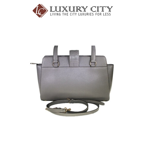 [Luxury City] Coach Avery Gray Crossgrain Leather Satchel Gray Coach-F38082
