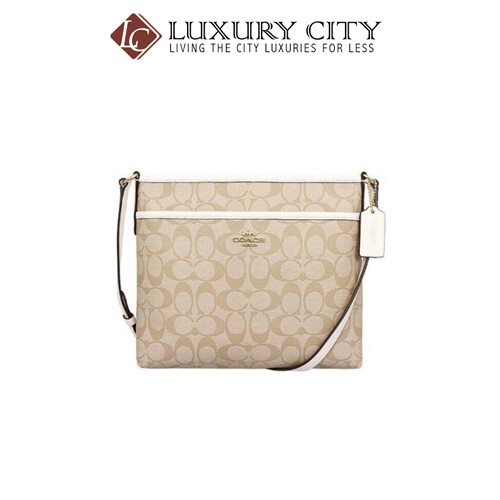 [Luxury City] Coach Signature Coated Canvas Crossbody File Bag Lt Khaki Chalk Coach-F29210