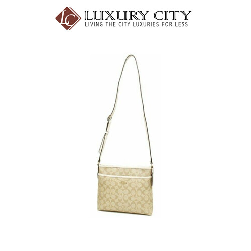 [Luxury City] Coach Signature Coated Canvas Crossbody File Bag Lt Khaki Chalk Coach-F29210