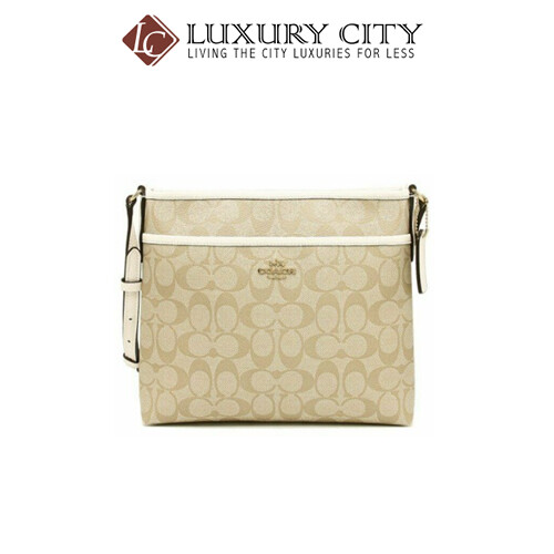 [Luxury City] Coach Signature Coated Canvas Crossbody File Bag Lt Khaki Chalk Coach-F29210