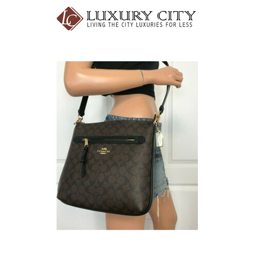 [Luxury City] Coach Mae File Crossbody In Signature Canvas Broewn/ Mahogany Coach-F77885