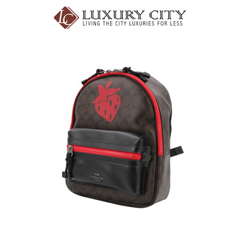 [Luxury City] Coach Medium Charlie Backpack In Signature Canvas With Strawberry Motif Coach-F78252