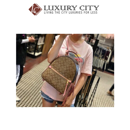 [Luxury City] Coach Jordyn Backpack In Blocked Signature Canvas Light Pink Coach-F76715