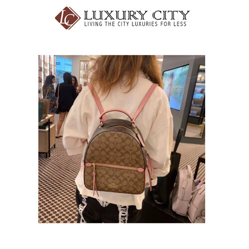 [Luxury City] Coach Jordyn Backpack In Blocked Signature Canvas Light Pink Coach-F76715