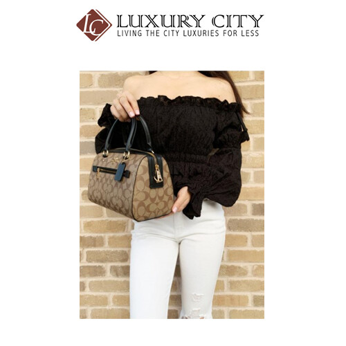 [Luxury City] Coach Rowan Satchel In SignatureI Canvas Light Brown/Sand Coach-F83607