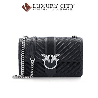 [Luxury City] Pinko Leather Messenger Bag Love Mix Pinko-1P21HG (Black)