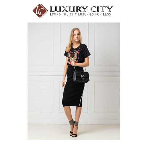 [Luxury City] Pinko Leather Messenger Bag Love Mix Pinko-1P21HG (Black)