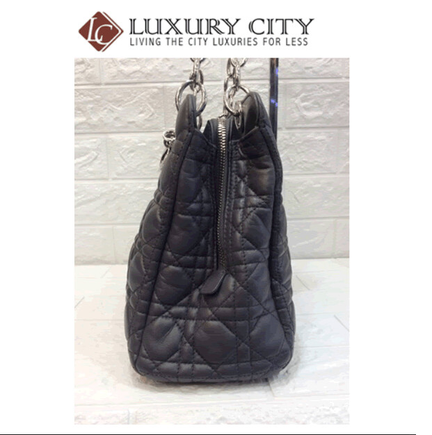 [Luxury City] Preloved Authentic Dior Cannage Leather Lady Dior Zipped Shopper Tote