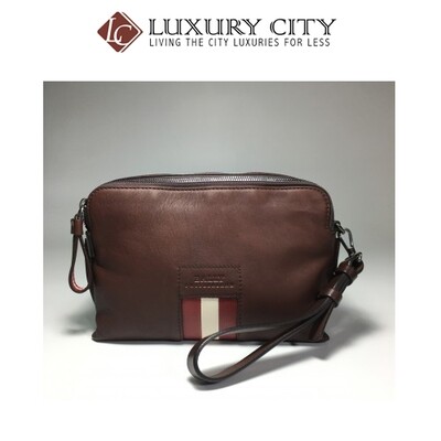 [Luxury City] Bally Zipped Wash Bag Chestnut Men Accessories Bags