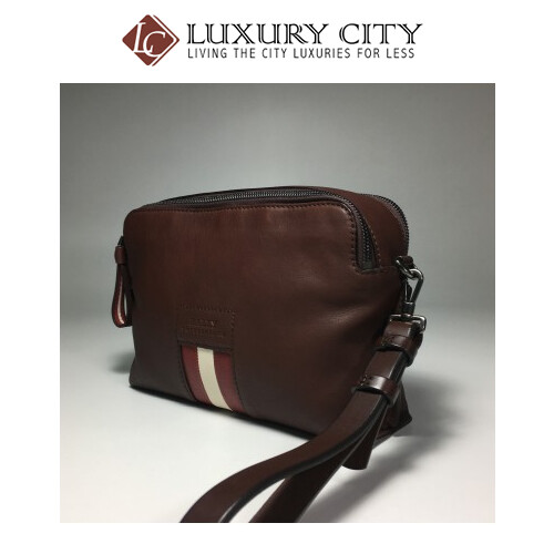 [Luxury City] Bally Zipped Wash Bag Chestnut Men Accessories Bags
