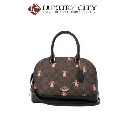 [Luxury City] Coach Mini Sierra Satchel In Signature Canvas With Party Mouse Print Coach-F87662