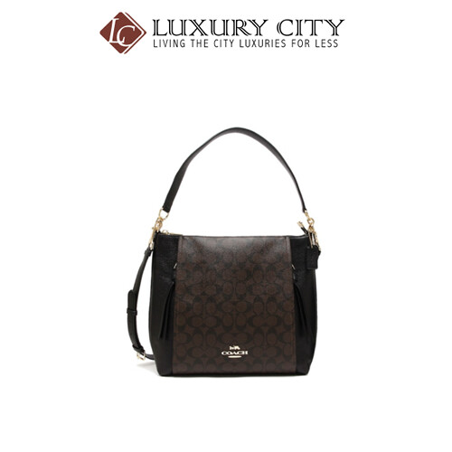[Luxury City] Coach Marlon Hobo In Signature Canvas Black Coach-F79993