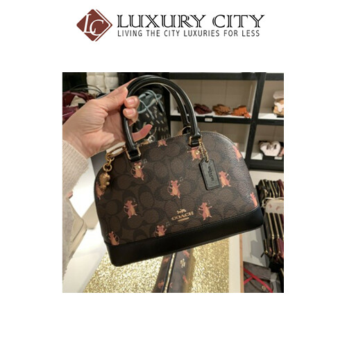 [Luxury City] Coach Mini Sierra Satchel In Signature Canvas With Party Mouse Print Coach-F87662