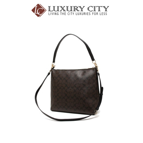 [Luxury City] Coach Marlon Hobo In Signature Canvas Black Coach-F79993