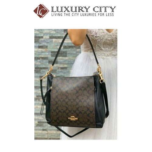 [Luxury City] Coach Marlon Hobo In Signature Canvas Black Coach-F79993