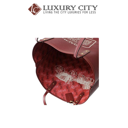 [Luxury City] Coach Hallie Shoulder Bag In Signature Canvas Red Coach-F80298