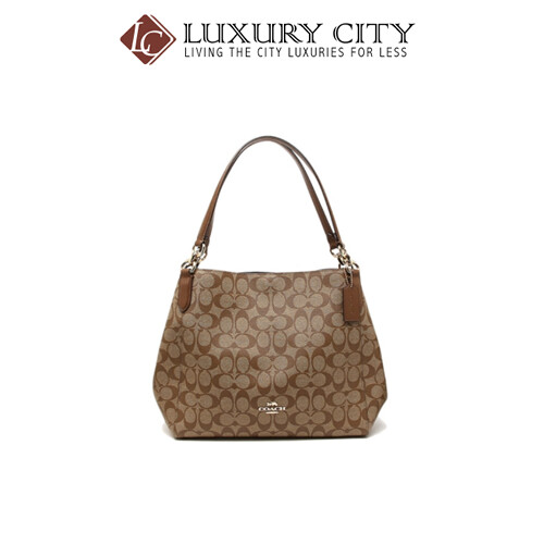 [Luxury City] Coach Hallie Shoulder Bag In Signature Canvas Canvas Coach-F80298