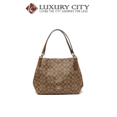[Luxury City] Coach Hallie Shoulder Bag In Signature Canvas Canvas Coach-F80298