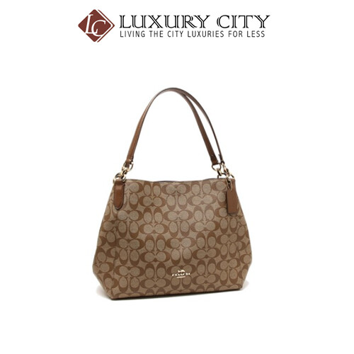 [Luxury City] Coach Hallie Shoulder Bag In Signature Canvas Canvas Coach-F80298