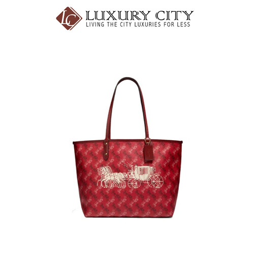 [Luxury City] Coach Hallie Shoulder Bag In Signature Canvas Red Coach-F80298