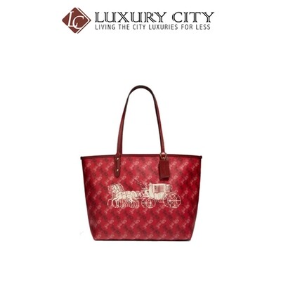 [Luxury City] Coach Hallie Shoulder Bag In Signature Canvas Red Coach-F80298